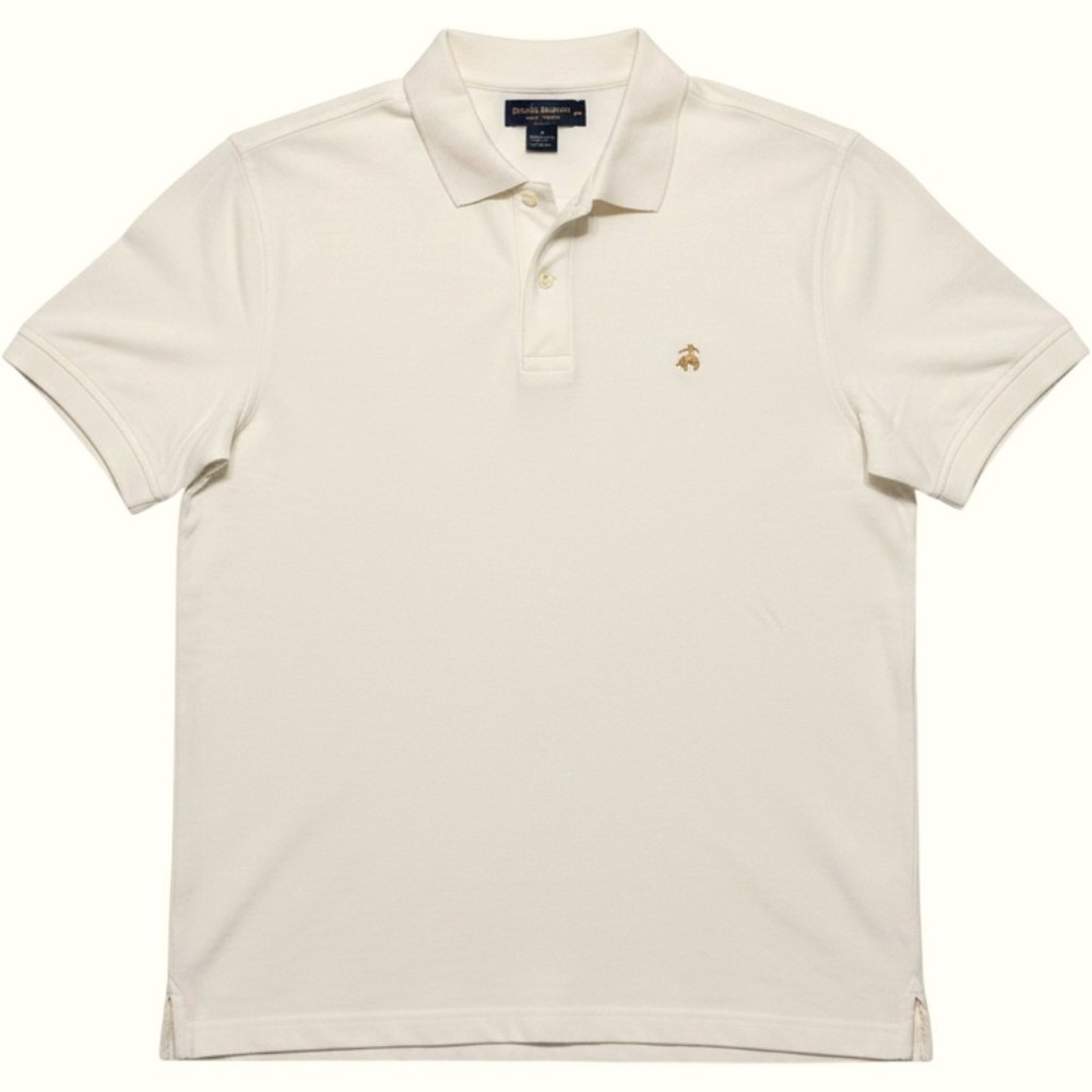 Brooks Brothers Polo Shirt Mens Cream Slim Fit‎ Golden Fleece Logo Old Money XXL